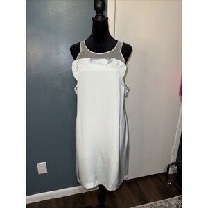 NWT Rebecca Taylor Sleeveless Ruffle Trim Organza Back Shift Silk Dress 12